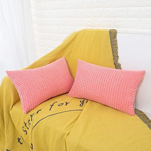 Hwy 50 Capas de travesseiros de arremesso rosa coral Conjunto de 12x20 polegadas para sofá -sofá -sofá, veludo