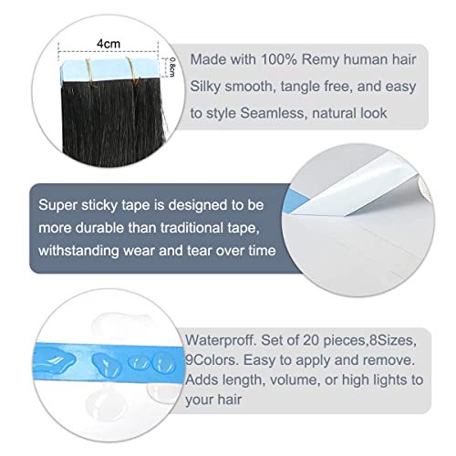 Fita de fita em extensões de cabelo cabelos humanos Remy Hair para mistura sem costura 40g 20pcs/conjunto