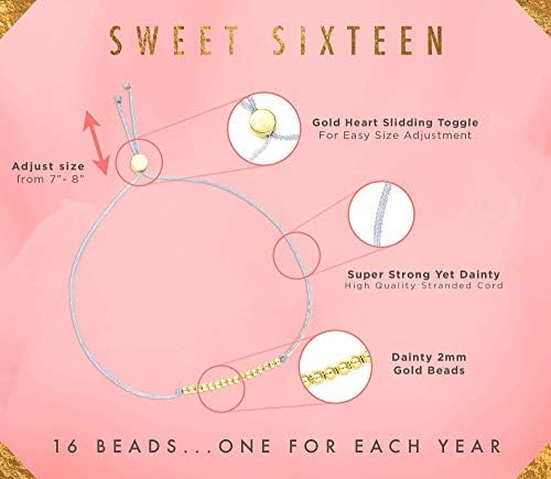 Lucky Feather Sweet 16 Presentes para meninas; Idéia de presente de bracelete de 16º aniversário para