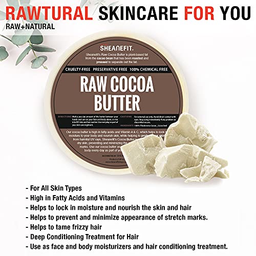 Sheanefit Raw Chemical Free Natural Cacau Manteiga - Manteiga corporal hidratante, ótima para creme para o corpo