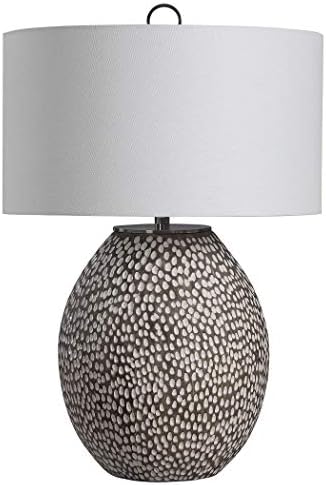 Minha casa chique luxuosa luminária de mesa de cerâmica grande redonda em cinza branco estalado