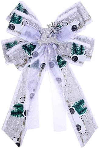 Kkbes Christmas Bolsa Brows Wrinalh Wreath Bow Christmas Tree Topper Decorativo Ornamento de Bowknot