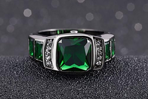 AuNyamanee Jewelry Shop Emerald Cut Tamanho 8,9,10,11 Man Black 18K Gold cheio AAA Emerald Wedding Rings