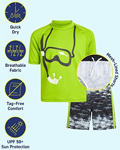 Conjunto de guarda -precipitação dos garotos ixtreme - 4 peças UPF 50+ camisa de natação e banheira