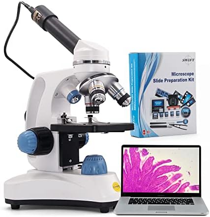 Microscópio de estudante composto Swift SW150 com câmera ocular e kit de acessórios para preparação