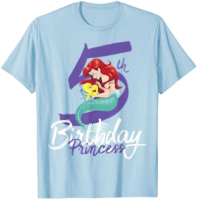 Disney Little Mermaid Ariel 5º aniversário Princesa T-shirt