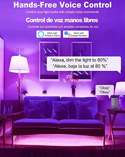 Lâmpadas inteligentes de MinPory, compatíveis com Alexa & Google Home, A19 E26 WiFi LED led lâmpada LED