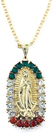Jóias de Ray 14K Gold Plated Lady of Guadalupe Colar 22 Long-38x25mm / 14k Baño de Oro Virgen de Guadalupe Cadena