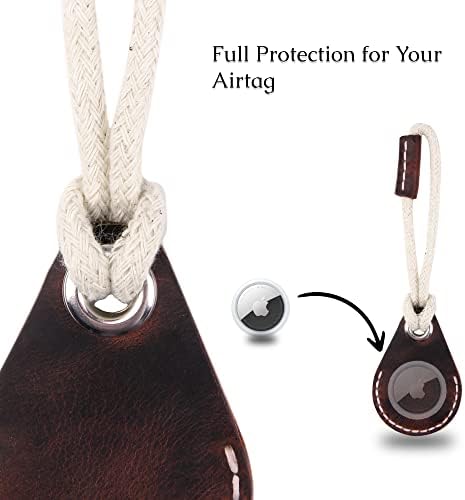 Chave de capa de airtag de couro, cobertura completa protetora artesanal de couro genuíno suporte