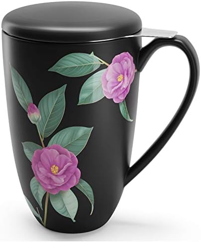 Copo de chá imaculife com infusor e caneca de chá de cerâmica com tampa de teaware com filtro 16oz, impressão