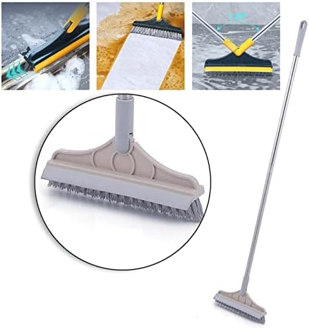 Xirujnfd 2 em 1 pincel de escovas de piso, limpeza ajustável em forma de V com maçaneta longa, pisca