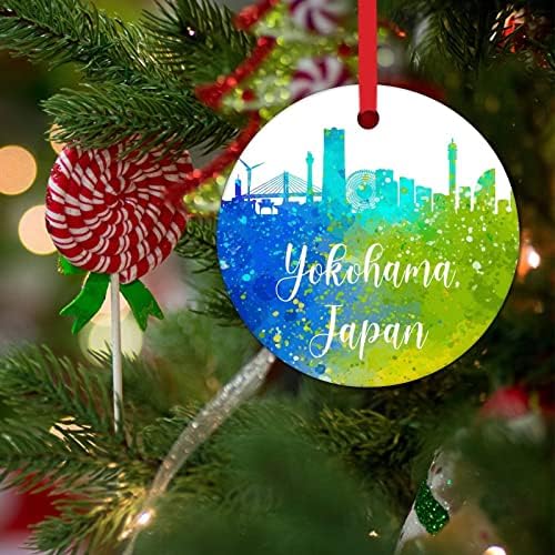 Japão Tóquio Aquarela Arte Ornamentos de Natal