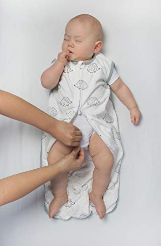 Saco de lã de lã macio, ouriço, preto, médio, 6 a 12 meses, cobertor vestível com zíper bidirecional