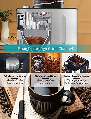 Mãe de cafeteira de gotejamento de 10 xícaras, moagem e fabricação de café automático com moedor de café embutido,