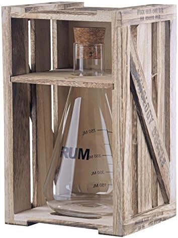 Artland Mixology Rum Decanter em uma caixa de presente de madeira de madeira