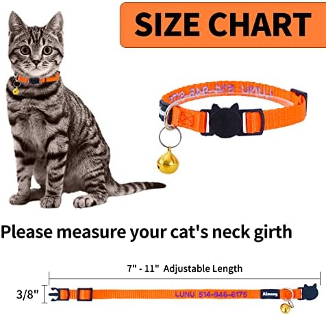 Colar de gato personalizado com bordado de fivela breakaway bordado personalizado no nome do animal de estimação
