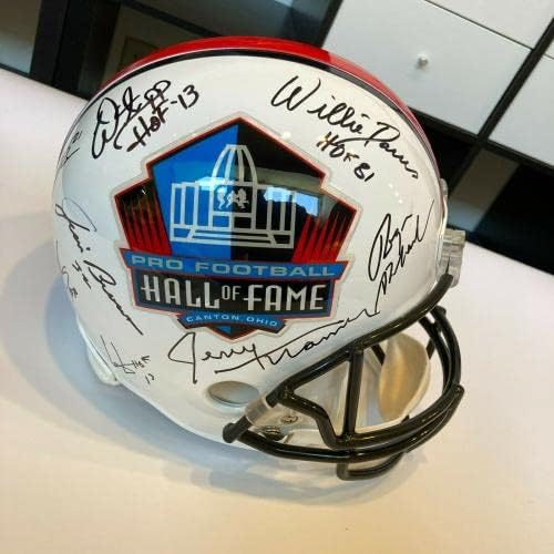 Jim Brown Jerry Rice Hall of Fame Legends Multi Signed Size Size Capacete JSA - Capacetes NFL autografados