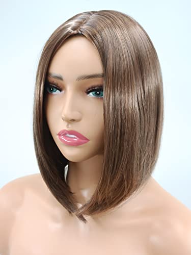 Port & Lotus Bob perucas para mulheres perseas marrons parte média reta peruca curta de comprimento
