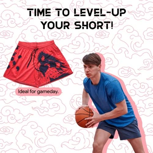 QSP Anime Mesh Shorts para homens e mulheres - Shorts respiráveis ​​para exercícios - Athletic Short