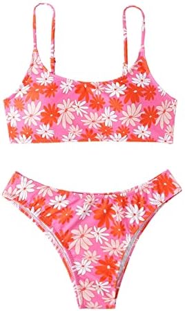 Aros de banho de girassol para meninas tamanho 14 impressão conjunto de sutiã Biquíni feminino feminino color costura de roupas de banho de praia