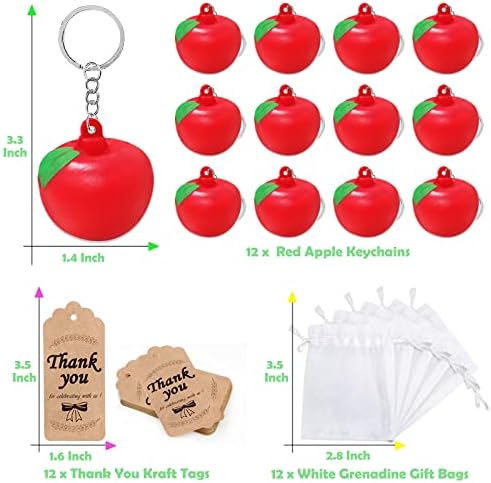 Cicibear 36 Pacote a festa macia da Apple favor com 12 chaveiros, 12 tags e 12 sacolas de presente para recompensa