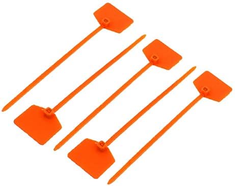 X-Dree 5pcs 3mmx120mm Nylon Rótulo Auto-brega marcador de cabo Taço do cabo Laranja de fio Orange
