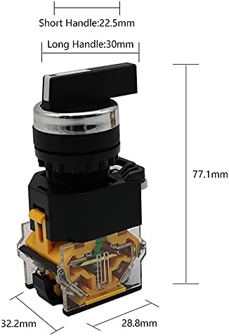 Lyvi 22mm seletor botão rotativo trava momentânea 2NO 1NO1NC 2 3 Posição DPST 10A 400V Power Switch On/Off
