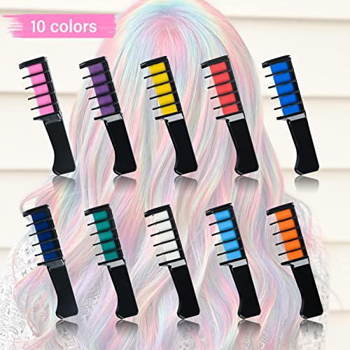 10 colorido giz de cabelo para garotas crianças novos pente de cabelo pente de cabelo lavável