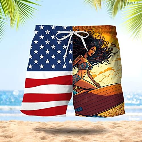 ADSSDQ 4 de julho Shorts para homens, Summer moda havaiana praia