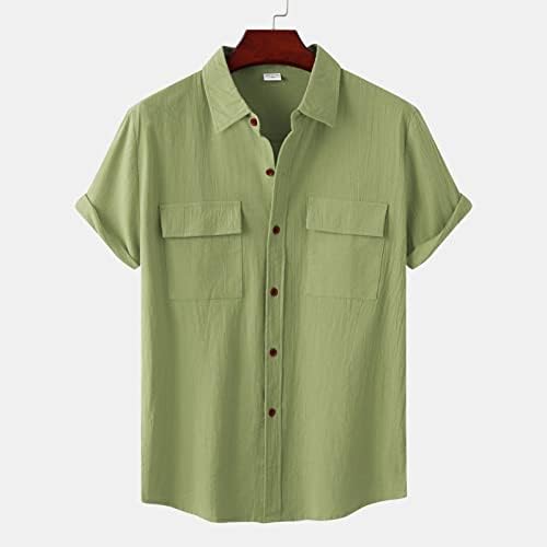 Xxbr 2023 Novo mass verão havai camisa sólida de manga curta bolso de bolso de colarinho de colarinho