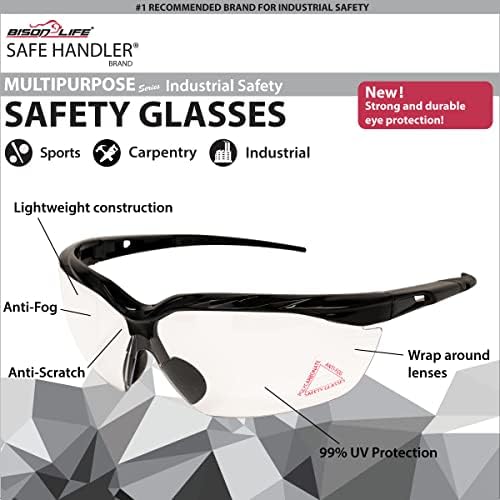Óculos de segurança do manipulador seguro-UV protegido, anti-arranhão, anti-capa, atividade ao ar livre, óculos