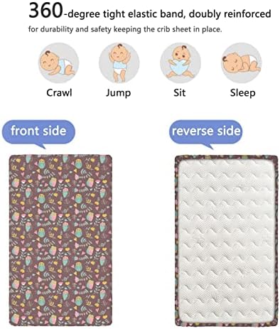 Mini-berço com tema de impressão de coruja, lençóis de berço, lençóis de berço portáteis, lençóis de cama