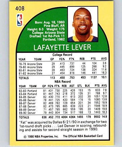 1990-91 NBA Hoops 408 Lafayette Capitão Dallas Mavericks Cartão de negociação de basquete oficial