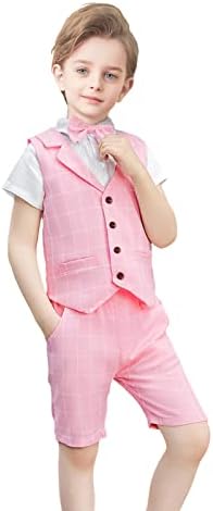 Yilaku menino terno de menino de menino roupas de menino roupas de vestido curto smoking com colete+camisa+calça+roupa