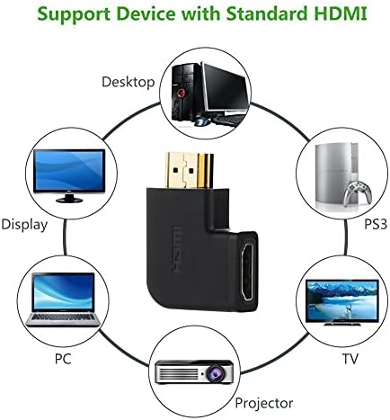 Ugreen 2 pacote adaptador HDMI 90 e 270 graus ângulo reto HDMI Male para fêmea adaptador com pacote