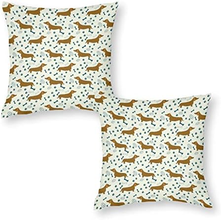 Dachshunds impressões Conjunto de 2 capas de travesseiro de arremesso de almofadas quadradas travesseiros