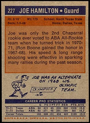 1972 Topps 227 Joe Hamilton Dallas Chaparrals NM+ Chaparrals N. Texas St