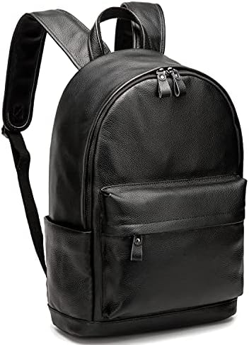 CPJ Backpack de couro genuíno se encaixa na mochila escolar casual de 15,6 de laptop para meninos e meninas