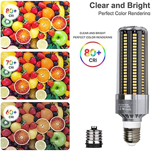 TFGK 54W Lâmpadas de milho LED, grau comercial super brilhante 6000k 6000 lúmens, e27 E39 Adaptador