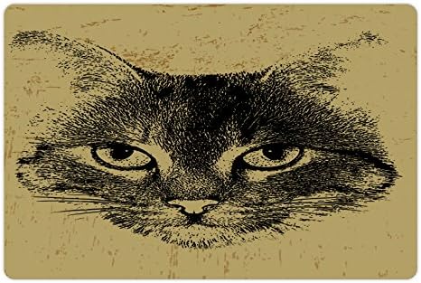 Tapete de estimação de gato lunarable para comida e água, estilo retrô grunge kitty retrato hipster