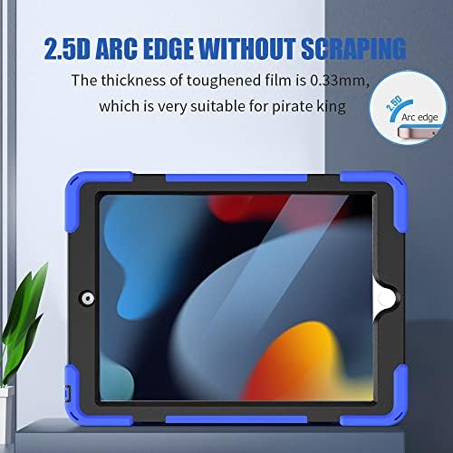 Zenrich iPad 10,2 polegadas de capa robusta vermelha e 2 pacote anti -azul de vidro temperado com temperamento