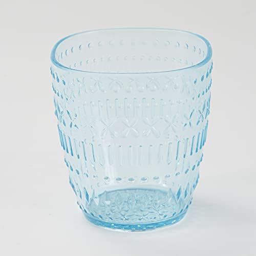 The Lakeside Collection Cups de moda antiga - Drinkware de plástico sem ataques de textura - conjunto de 4, azul
