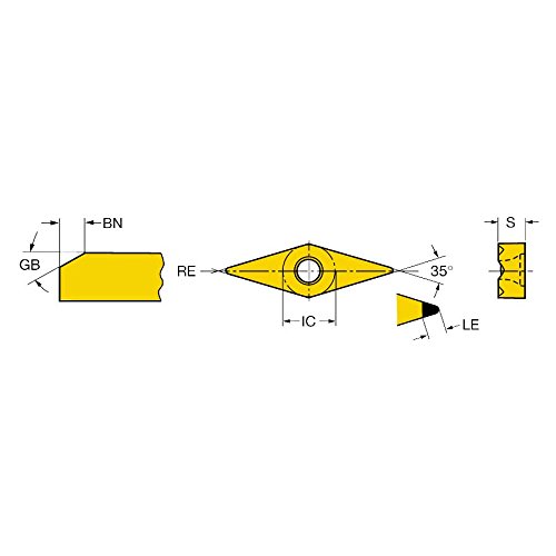 SANDVIK COROMANT TR-VB1304S01020F 7105 CORO Turn TR Insert para girar, CBN, corte neutro, 7105 grau,