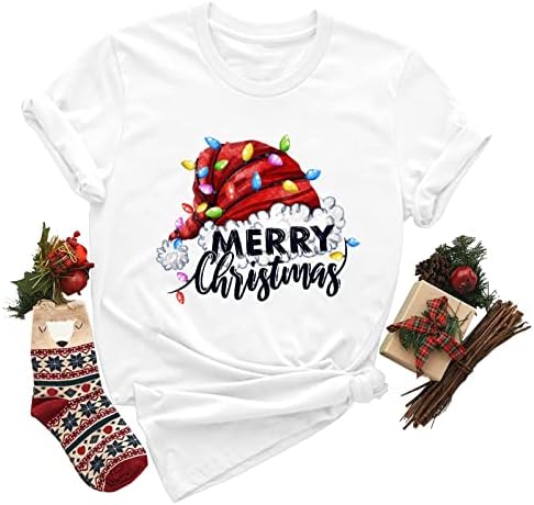 Christmas de tamanho grande camiseta feminina impressão de j-alconeta curta blusa camisetas camisetas
