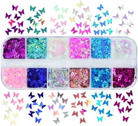Lasca holográfica de glitter laser laser butterfly ultrafina flocos para unhas Design Spring Summer