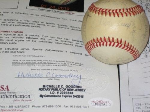 1982 A equipe dos Yankees assinou autografado MacPhail Oal Baseball JSA Loa Berra + - Bolalls autografados