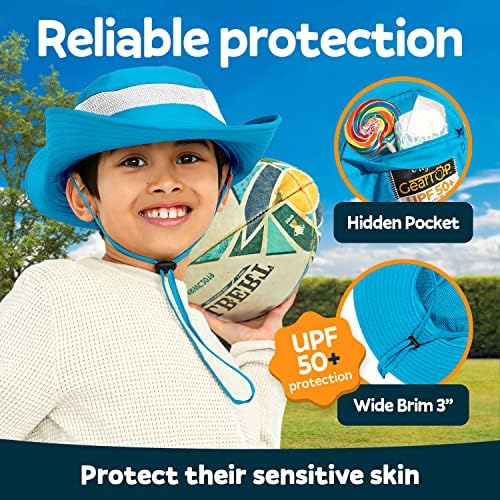 Geartop UPF 50+ Kids Sun Hat para proteger contra raios solares UV - Chandeiro infantil e chapéus de
