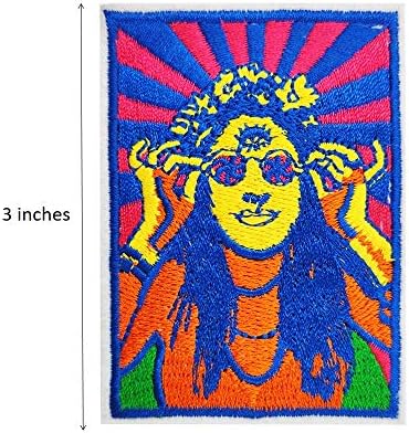 Garota fofa psicodélica hippie bordada ferro bordado em costura no patch