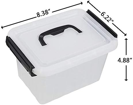 Pedindo caixa de trava de plástico com alça preta, caixas de armazenamento com tampa, 6 pacotes, 3 litros