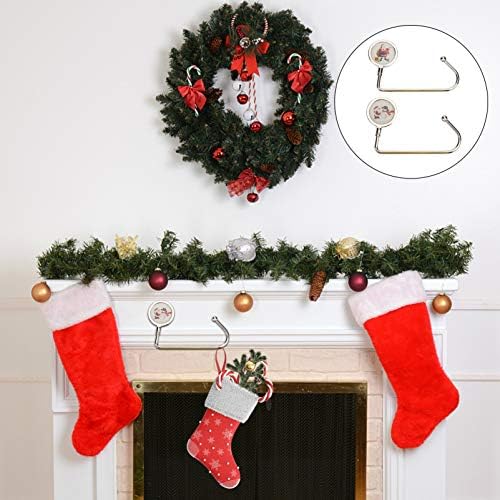 Alipis Christmas Stockings Seting Seting Titular para Mantle Christmas Cabinete da lareira Golas Mantel Gancho: